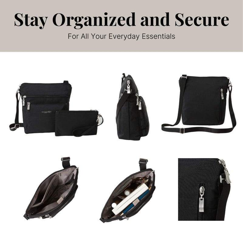 Baggallini womens Pocket With Rfid Crossbody Bags, Black/Sand, One Size US - Image 5