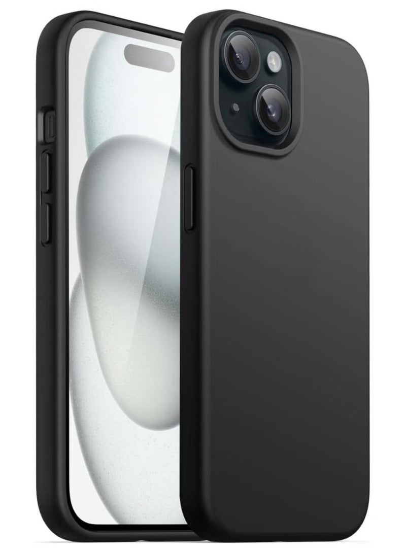 Compatible with iPhone 15 Plus/14 Plus Case 6.7 Inch Slim Liquid Silicone 4 Layers Soft Gel Rubber Shockproof Protective Phone Case with Anti Scratch Microfiber Lining (Black) - Image 1