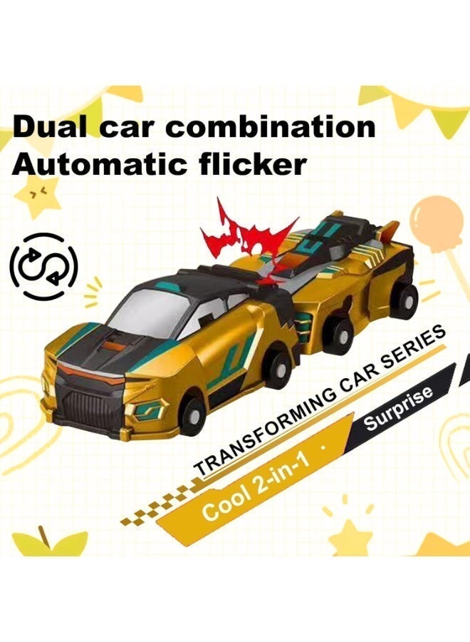 سيارة ديناصور قابلة للتحول بالاصطدام، حزمة من سيارتين مغناطيسيتين تتحول إلى ألعاب ديناصور للأطفال، لعبة تحول ممتعة لرضع - سيارة ديناصور روبوتية هدية عيد الميلاد وعيد الكريسماس للأولاد والبنات (التنين الذهبي) - Image 4