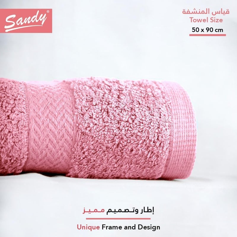Premium Hotel Quality Hair Towel 100% Cotton Made in Egypt 600 GSM, Soft Quick Drying and Highly Absorbent (50x90 cm) - Silver Pink - Image 2