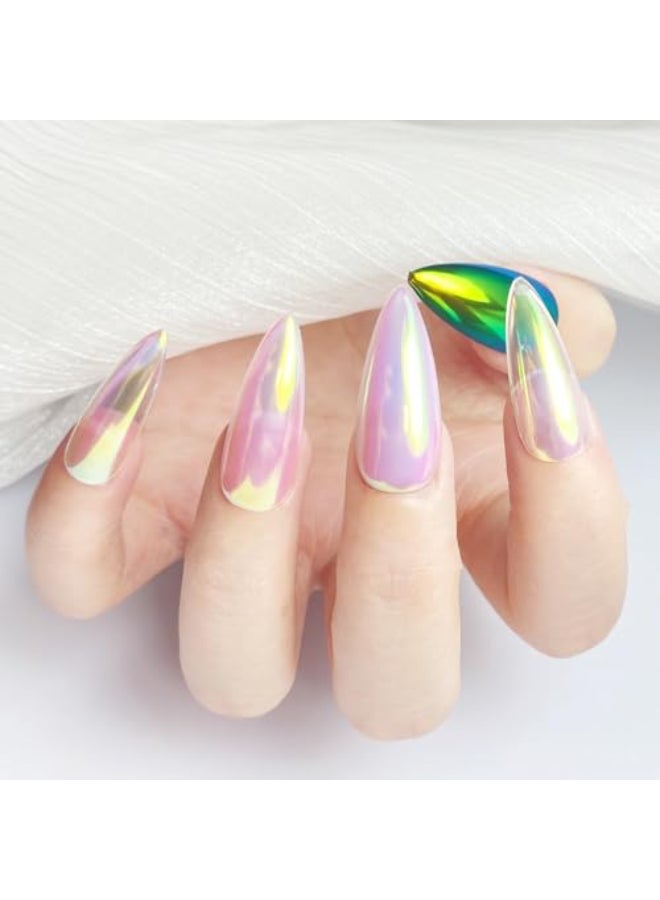FNNZ Unicorn Chrome Nail Powder Aurora Unichrome Mermaid Aurora Nail Powder Pigment Pearlescent Nail Art Glitter Decoration for Home DIY Nail Salon Manicure Summer Firefly - Image 4
