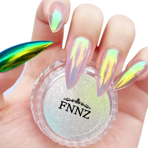 FNNZ Unicorn Chrome Nail Powder Aurora Unichrome Mermaid Aurora Nail Powder Pigment Pearlescent Nail Art Glitter Decoration for Home DIY Nail Salon Manicure Summer Firefly - Image 1