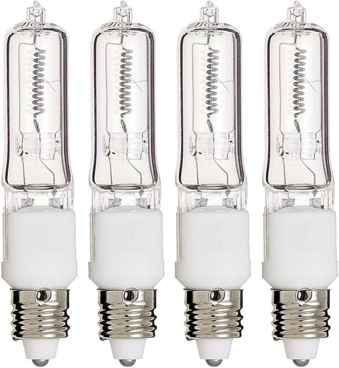 4 PACK Q150CLMC 150 WATT JD T4 E11 MINI CANDELABRA BASE 120V CLEAR LIGHT BULBS