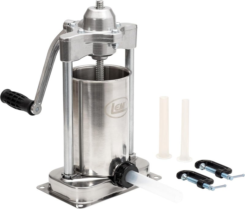 LEM جهاز حشو النقانق العمودي من LEM Products بسعة 5 أرطال من الفولاذ المقاوم للصدأ مع أنابيب حشو بلاستيكية - Image 1