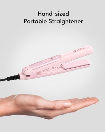 Wavytalk Mini Portable Flat Iron, 0.7 Inch Dual Voltage Hair Straightener - Small Flat Irons for Short Hair, Curls Bangs, Worldwide Use for Travel, Pink - Image 2