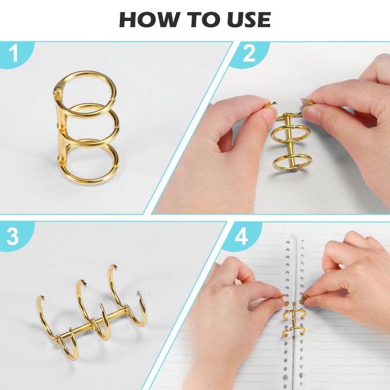 12 Pieces Heavy Duty 3 Hole Binder Rings with Snap Hinge for DIY Journals Albums Office - Image 3