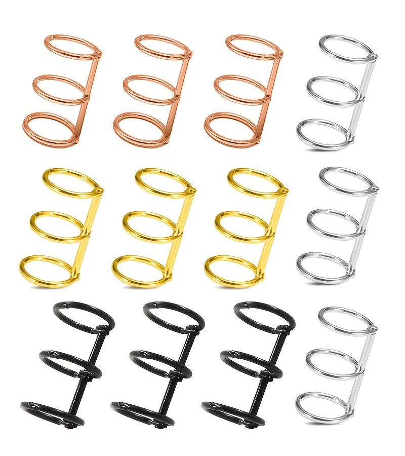 12 Pieces Heavy Duty 3 Hole Binder Rings with Snap Hinge for DIY Journals Albums Office - Image 1