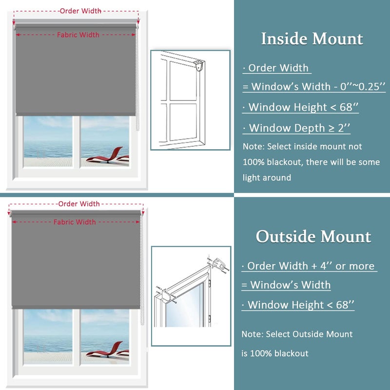 NUTRO CHILL Roller Shades for Windows, Thermal Insulated Fabric Window Blackout Blinds for Home, Hotel, Restaurant, Office (23" W x 68" L,Light Grey) - Image 4