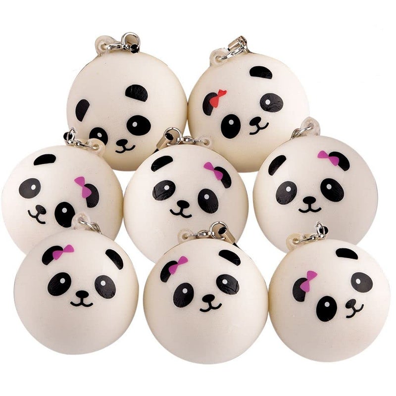KUUQA 8 Pieces 1.57" Slow Rising Mini Panda Scented Toys Cute Charms Phone Key Chain Straps Kids Toy Gift Party Favors(Style Random) - Image 1
