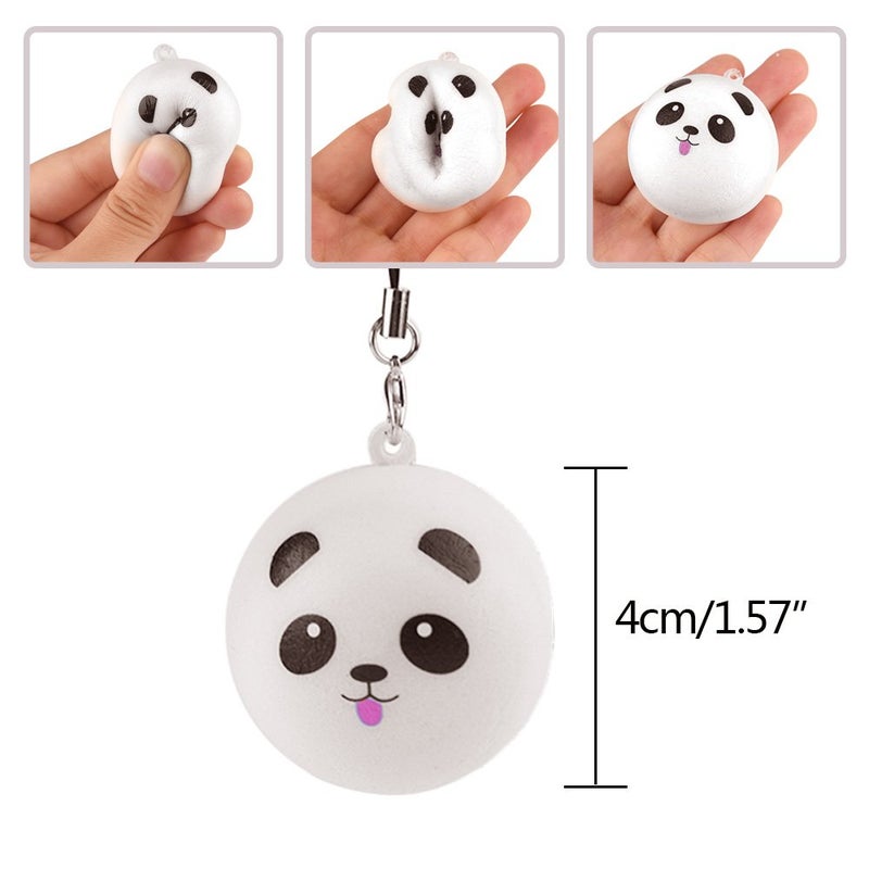 KUUQA 8 Pieces 1.57" Slow Rising Mini Panda Scented Toys Cute Charms Phone Key Chain Straps Kids Toy Gift Party Favors(Style Random) - Image 2