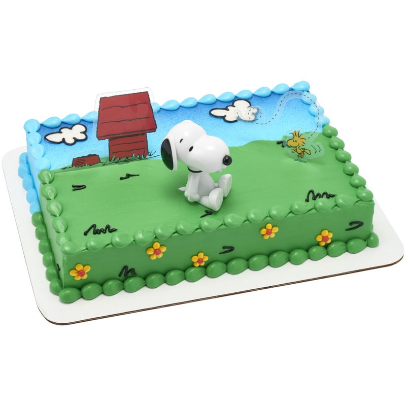 DecoPac DecoSetÂ® PeanutsÂ® SnoopyÂ® and WoodstockÂ® Cake Topper, 3-Piece Cake Decoration | For Birthday, Parties, Celebration - Image 1