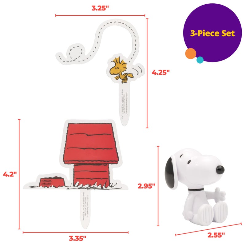 DecoPac DecoSetÂ® PeanutsÂ® SnoopyÂ® and WoodstockÂ® Cake Topper, 3-Piece Cake Decoration | For Birthday, Parties, Celebration - Image 5