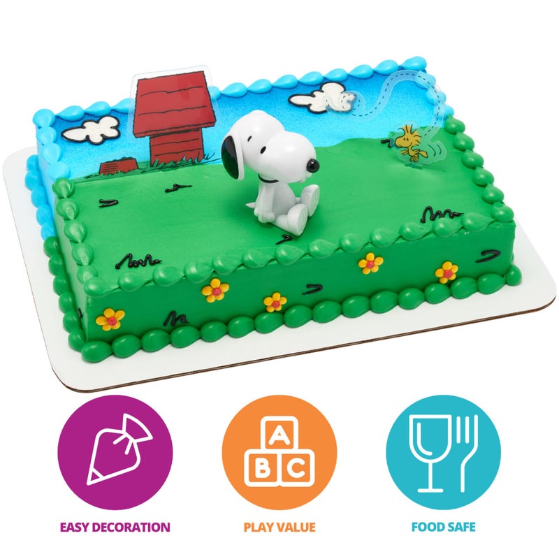 DecoPac DecoSetÂ® PeanutsÂ® SnoopyÂ® and WoodstockÂ® Cake Topper, 3-Piece Cake Decoration | For Birthday, Parties, Celebration - Image 2