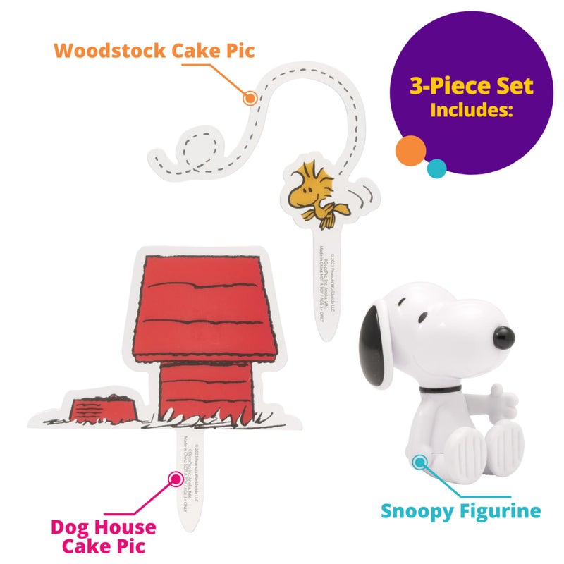 DecoPac DecoSetÂ® PeanutsÂ® SnoopyÂ® and WoodstockÂ® Cake Topper, 3-Piece Cake Decoration | For Birthday, Parties, Celebration - Image 3