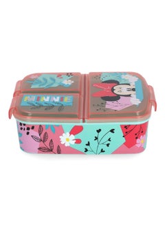 STOR 3-Compartment Minnie Mouse Theme BPA-Free Airtight Sandwich Box Multicolour 6.7 x 19.5 x 16.5 cm  - Image 1