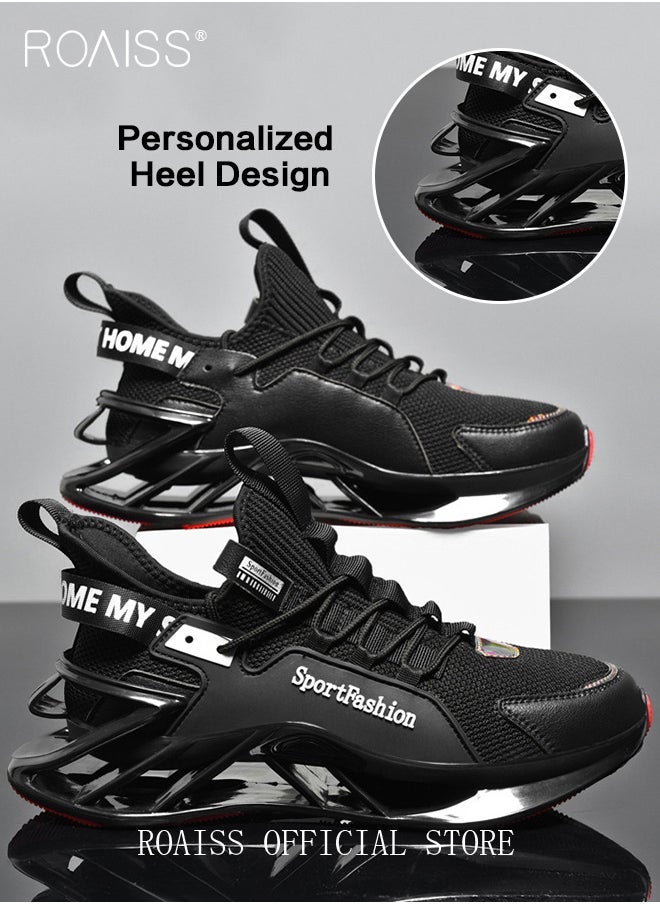 roaiss Men Stylish Low Top Sneakers, Lightweight Breathable Trainers for Men, Lace up Non Slip Sports Shoes, Shock Absorbing Athletic Shoes with Soft Lining, Suitable for Daily Wear and Outdoor Activities - Image 5