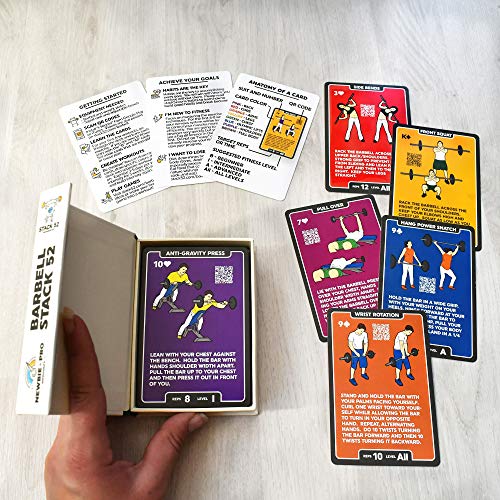 Stack 52 Barbell Exercise Cards. Weight Lifting Playing Card Game. Video Instructions Included. Bodybuilding, Strength Training, and Crossfit Workouts. Home Gym Fitness Program. (2019 Update) - Image 2
