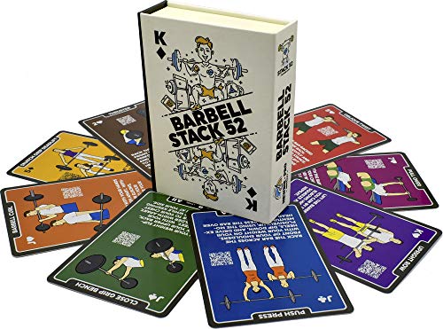 Stack 52 Barbell Exercise Cards. Weight Lifting Playing Card Game. Video Instructions Included. Bodybuilding, Strength Training, and Crossfit Workouts. Home Gym Fitness Program. (2019 Update) - Image 1