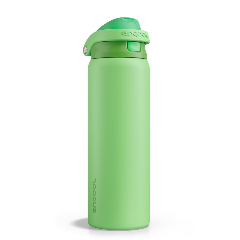 ENCOOL Leakproof Insulated Water Bottle with Straw Dual-Sip Water Bottle Bag-Safe Design for Work, Commute & Gym â€“ Keeps Drinks Cold All Day, 32 oz, Algae Green - Image 1