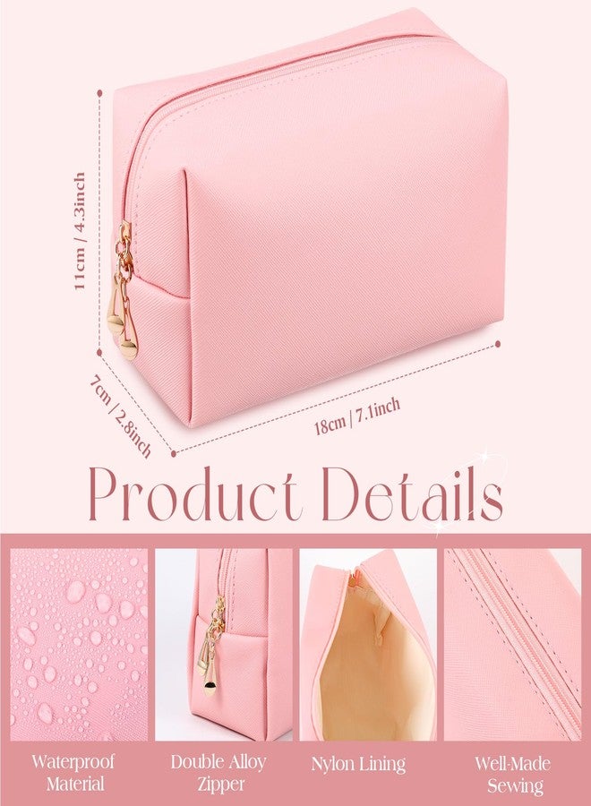 Kigeli 15 Pcs Aesthetic Makeup Bags PU Leather Cosmetic Pouches Waterproof Plain Toiletry Bags Makeup Pouches Bulk for Women Party Gift Travel Storage Organizer(Pink Series) - Image 2