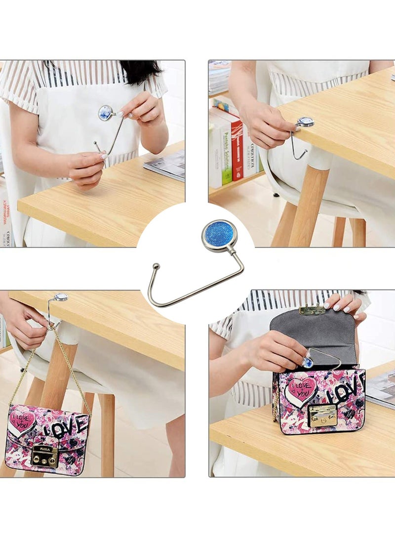 5Pack Handbag Purse Hanger Hooks for Table Portable Crystal Diamond Mini Duty Metal Bag - Image 3