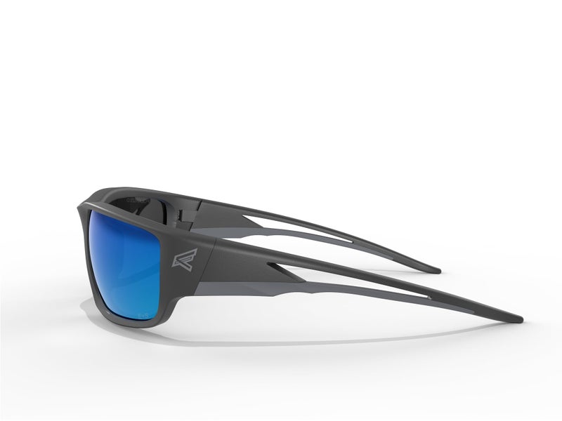 EDGE Kazbek Polarized Wrap-Around Safety Glasses, Anti-Scratch, Non-Slip, UV 400, Military Grade, ANSI/ISEA & MCEPS Compliant, 5.04" Wide (Black Frame/Aqua Precision Blue Mirror Lens) - Image 3