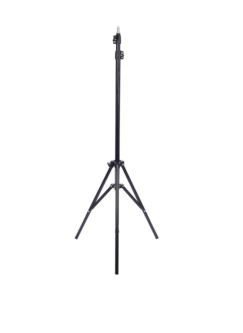 ماركة غير محددة - حلقة اضاءة دائرية للبث المباشر والتصوير الاحترافي M-33 مع استدارة 360 درجة 33 سم مع حامل موبايل وحامل ثلاثي 2.1 متر - ابيض و اسود - Image 1