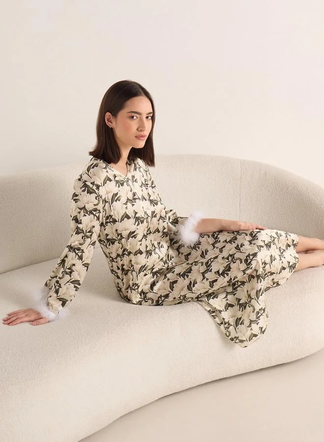 Splash FAV Floral Print Satin Night Dress