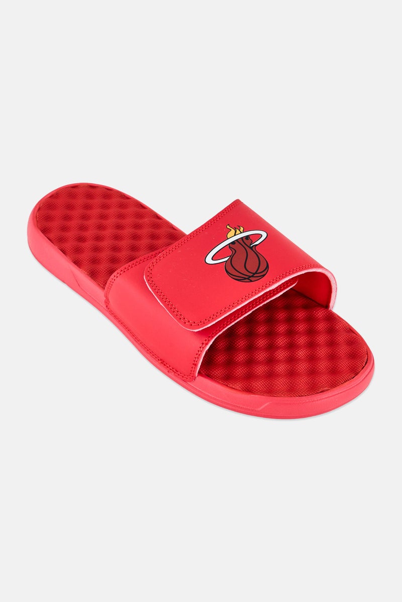 ISlide Men Miami Heat Primary Logo Slip On Slides, Red - Image 1