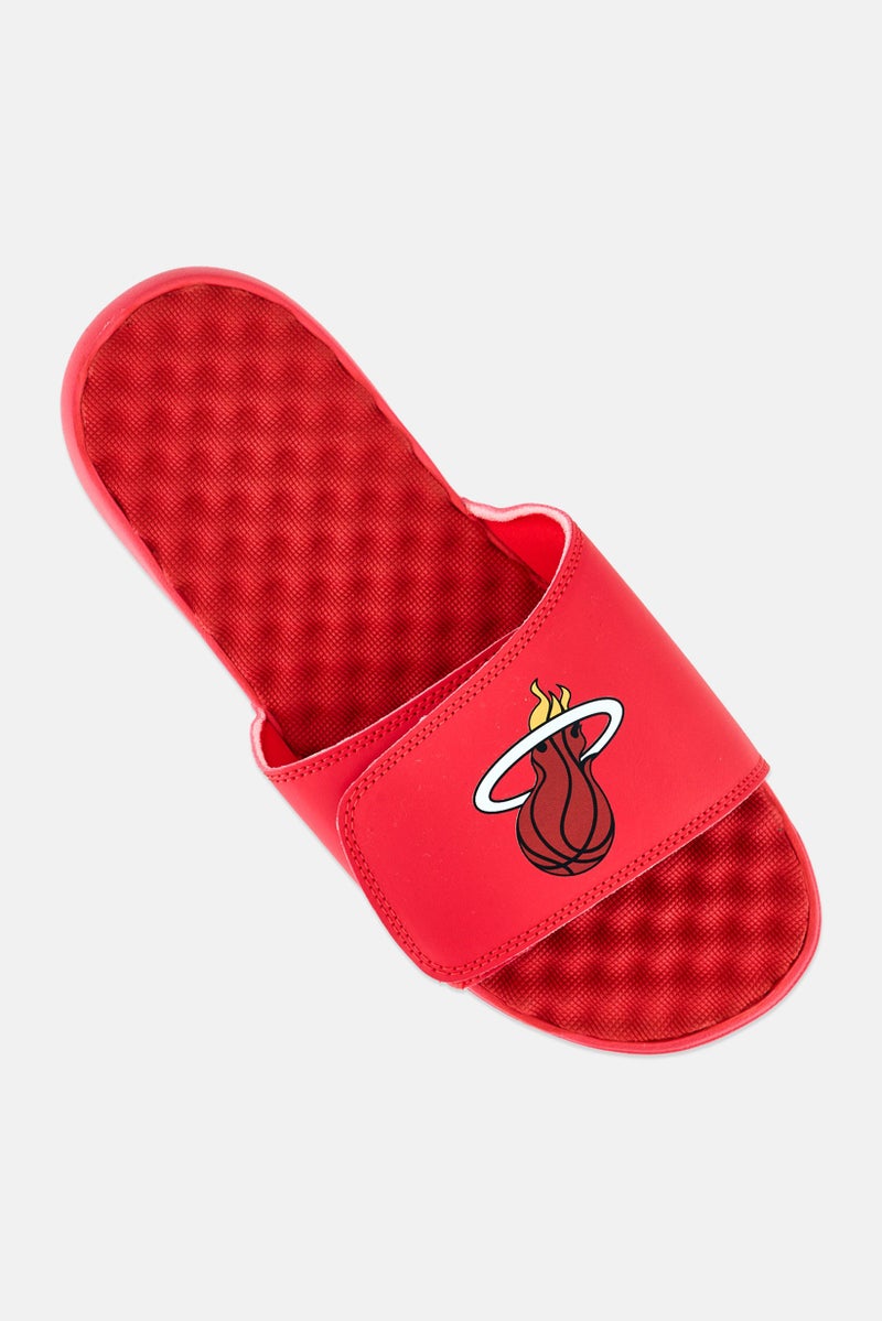 ISlide Men Miami Heat Primary Logo Slip On Slides, Red - Image 4