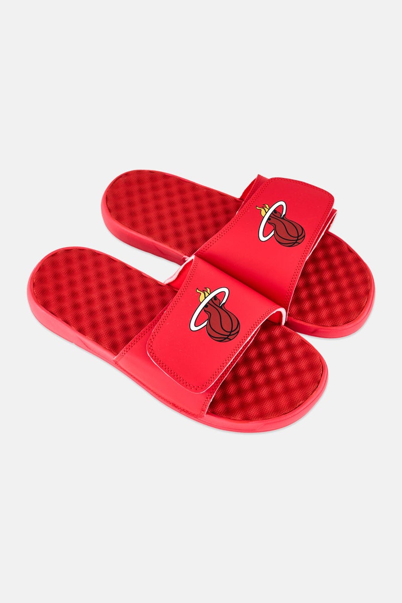 ISlide Men Miami Heat Primary Logo Slip On Slides, Red - Image 2