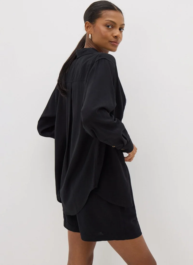 Matalan Black Linen Blend Shirt