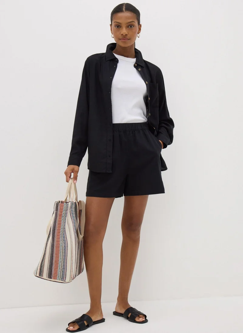 Matalan Black Linen Blend Shirt