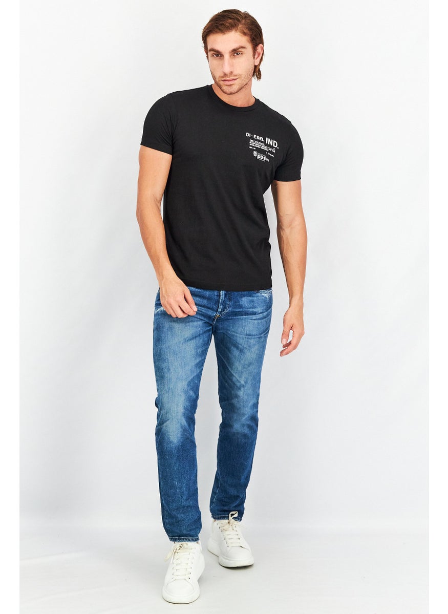 DIESEL Men Crew Neck Short Sleeve Graphic T-Shirt, Black  - Image 3