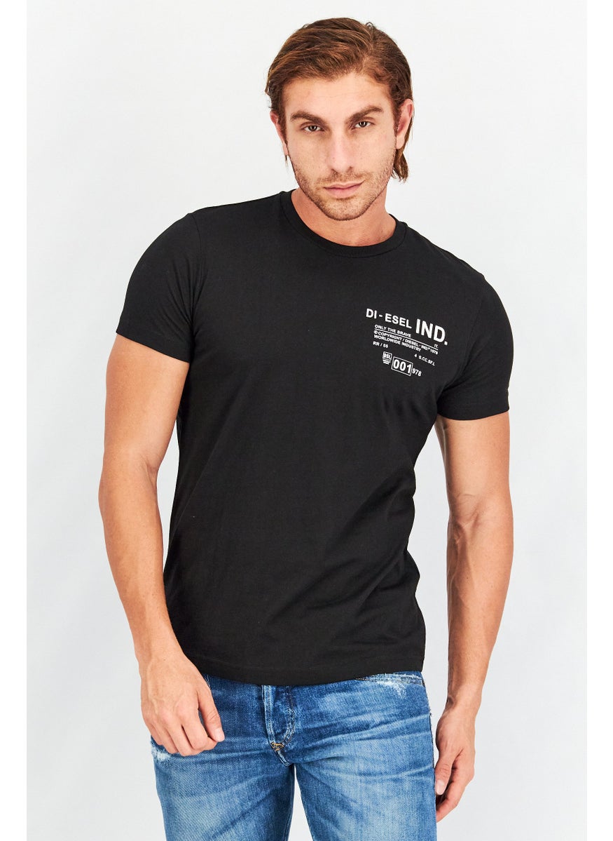 DIESEL Men Crew Neck Short Sleeve Graphic T-Shirt, Black  - Image 1