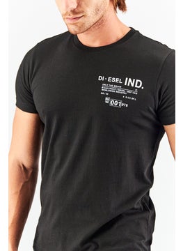 DIESEL Men Crew Neck Short Sleeve Graphic T-Shirt, Black  - Image 4