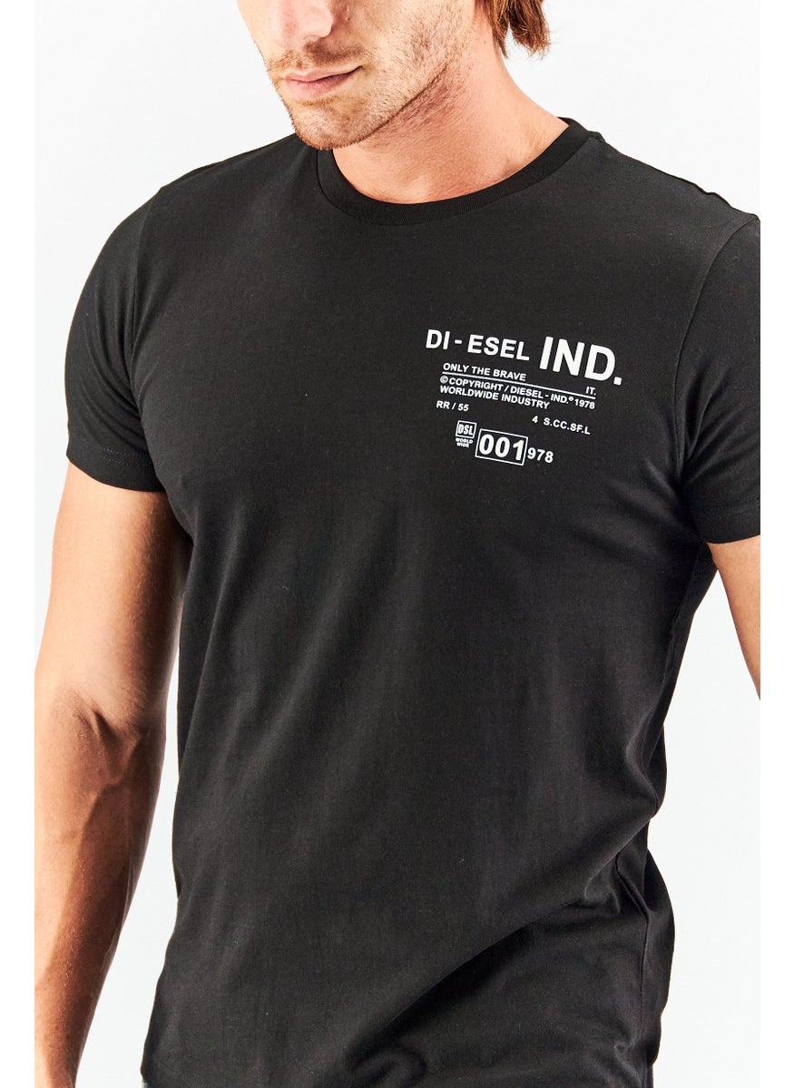 DIESEL Men Crew Neck Short Sleeve Graphic T-Shirt, Black  - Image 4