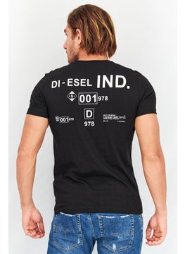 DIESEL Men Crew Neck Short Sleeve Graphic T-Shirt, Black  - Image 2