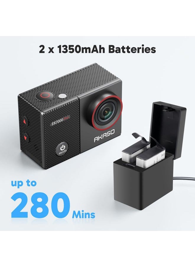 Akaso - EK7000 Pro 4K30fps Action Camera with Touch Screen EIS 131ft Waterproof Underwater Camera Remote Control 5X Zoom with Helmet Accessories Kit (Standalone) - Image 1