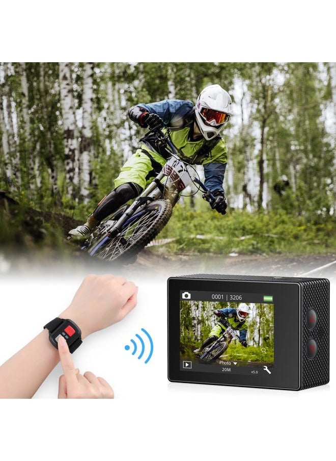 Akaso - EK7000 Pro 4K30fps Action Camera with Touch Screen EIS 131ft Waterproof Underwater Camera Remote Control 5X Zoom with Helmet Accessories Kit (Standalone) - Image 1