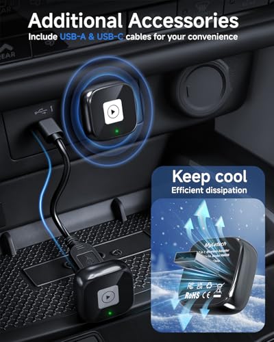 MyLetech AI Box Carplay,Wireless Carplay Adapter Support Apple CarPlay & Android Auto, Plug & Play, Car Play Adapter with Fast & Stable Auto-Connect,Zero Lag for Apple iOS 10+, Android 11+ Version - Image 4