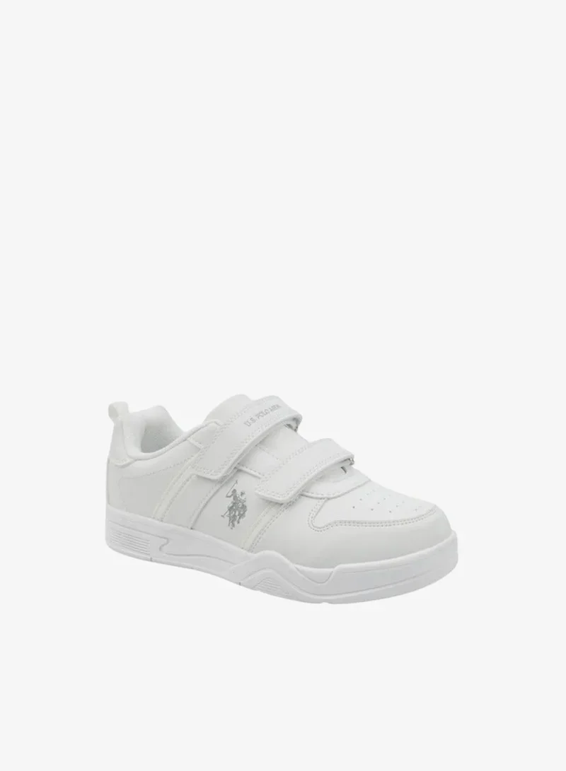 U.S. Polo Assn. U.S. Polo Assn. Kids School Sneakers | White Hook & Loop Strap Shoes | Lightweight Non-Slip Casual Sports Shoes for Boys & Girls | Comfortable Everyday Walking Shoes
