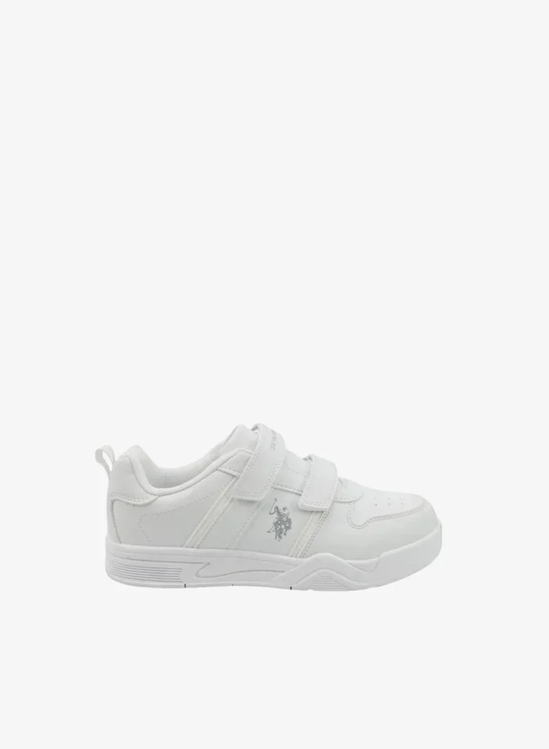 U.S. Polo Assn. U.S. Polo Assn. Kids School Sneakers | White Hook & Loop Strap Shoes | Lightweight Non-Slip Casual Sports Shoes for Boys & Girls | Comfortable Everyday Walking Shoes