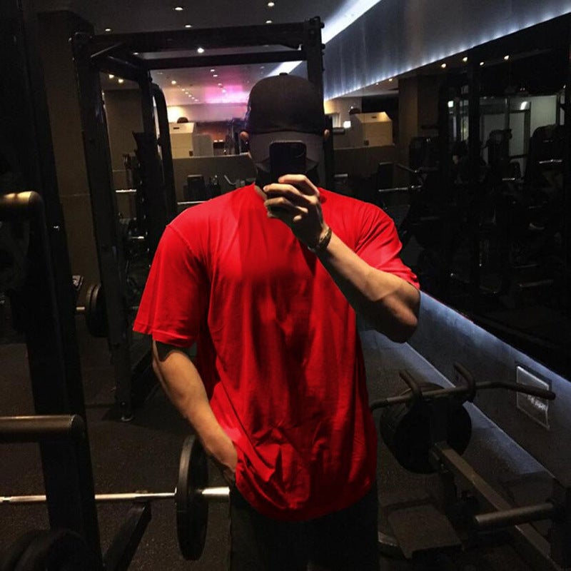 and Plus Size Solid Color Blank Loose Body Building Sports Short Sleeve T-Shirt Men''s oversize Half Sleeve Shirt - Image 2