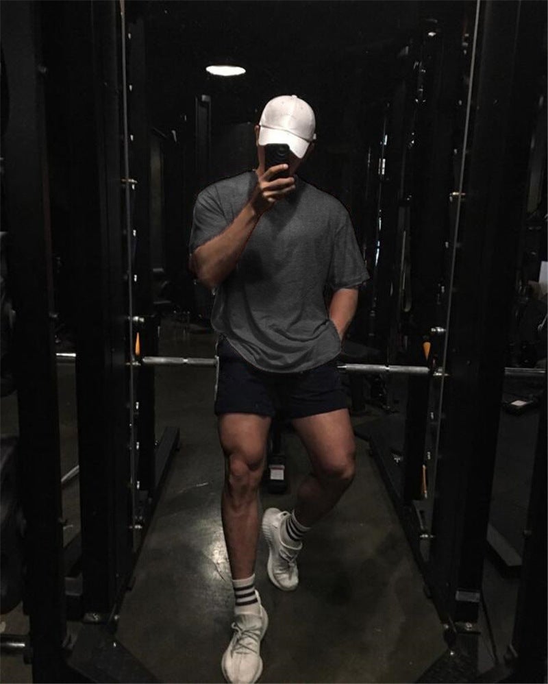 and Plus Size Solid Color Blank Loose Body Building Sports Short Sleeve T-Shirt Men''s oversize Half Sleeve Shirt - Image 5