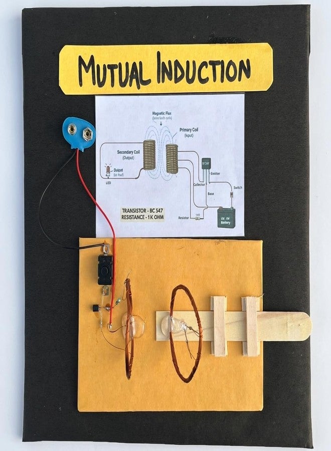 Komodo Craft Mutual Induction Working Model for School Project | Physics Science Exhibition Educational STEM Experiment Model for Students - Image 1