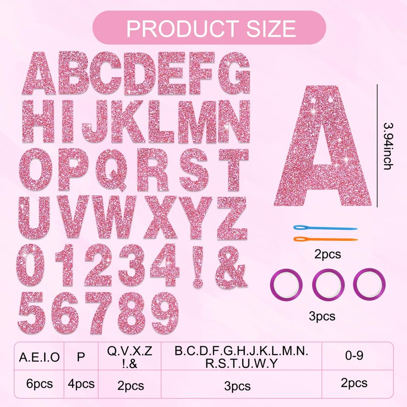 BEISHIDA 116 PCS A-Z Glitter Pink DIY Letter Banner Kit Make Your Own Bannerï¼ŒIncluding 111 Letters and Numbers 3 Rope and 2 Threading Device,Customized for Birthday Graduation Wedding Party Decor - Image 2