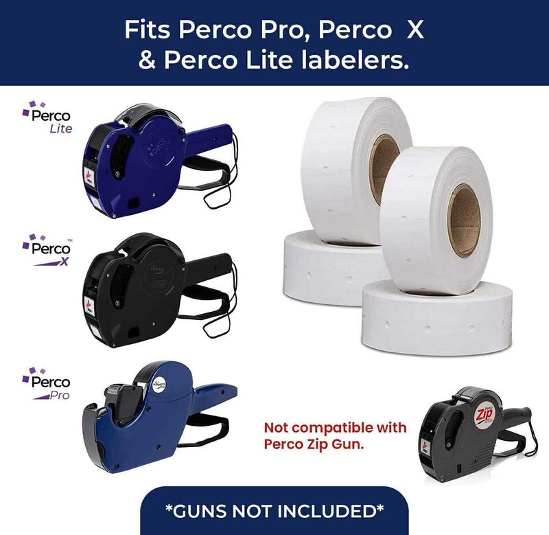 Perco 1 Line Freezer Adhesive White Labels - 1 Sleeve, 8,000 Blank Pricing Labels for Perco 1 Line Price and Date Guns - Image 2