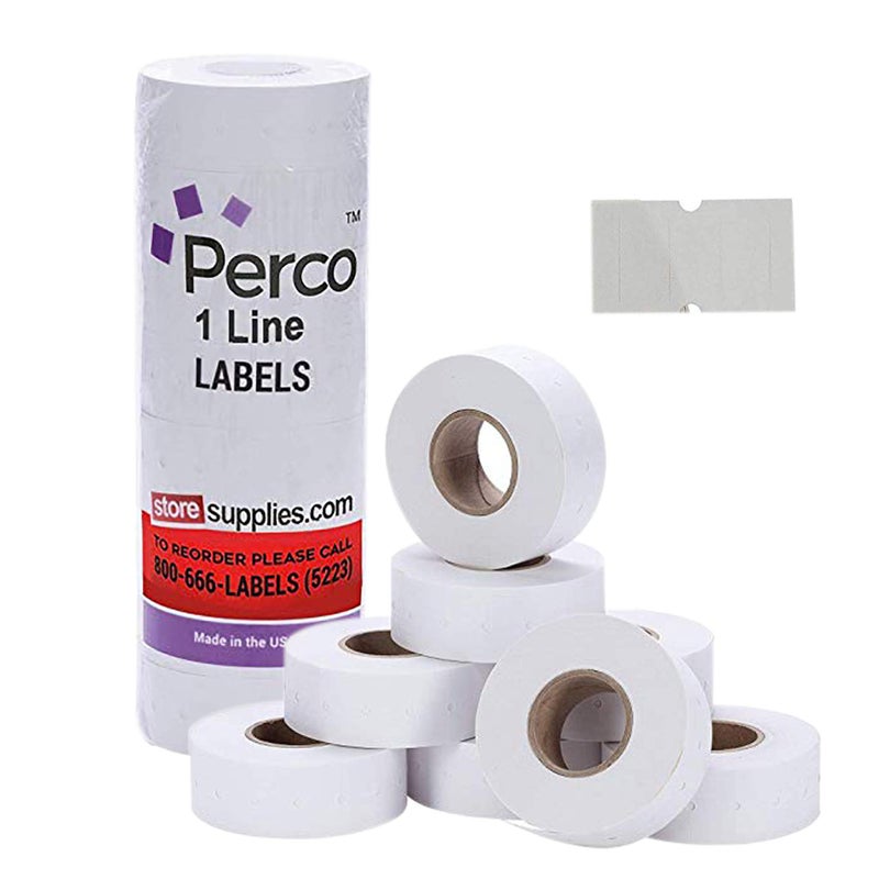 Perco 1 Line Freezer Adhesive White Labels - 1 Sleeve, 8,000 Blank Pricing Labels for Perco 1 Line Price and Date Guns - Image 1