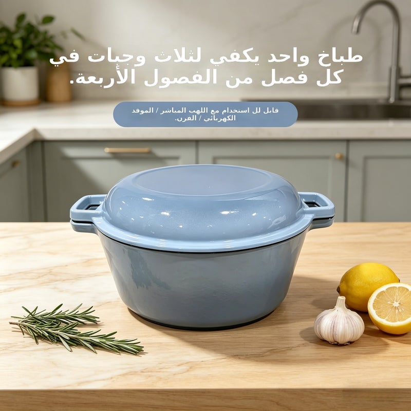 Enamel Cast Iron Pot for Home Use - Thickened Enameled Stew Pot Compatible with Induction & Gas  Cooktops - Image 3